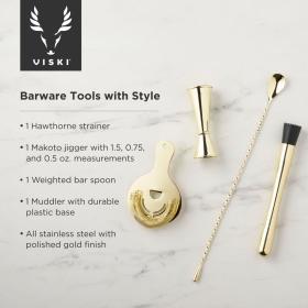 GOLD 7- PIECE BAR ESSENTIALS SET BY VISKI