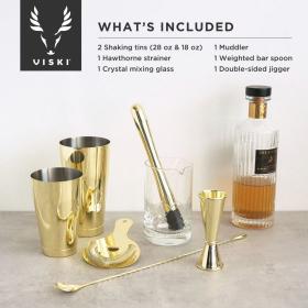 GOLD 7- PIECE BAR ESSENTIALS SET BY VISKI